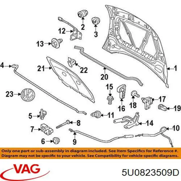 Купити 5U0823509D VAG Замок капота