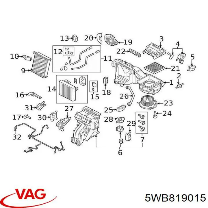 Двигун вентилятора пічки (обігрівача салону) 5WB819015 VAG