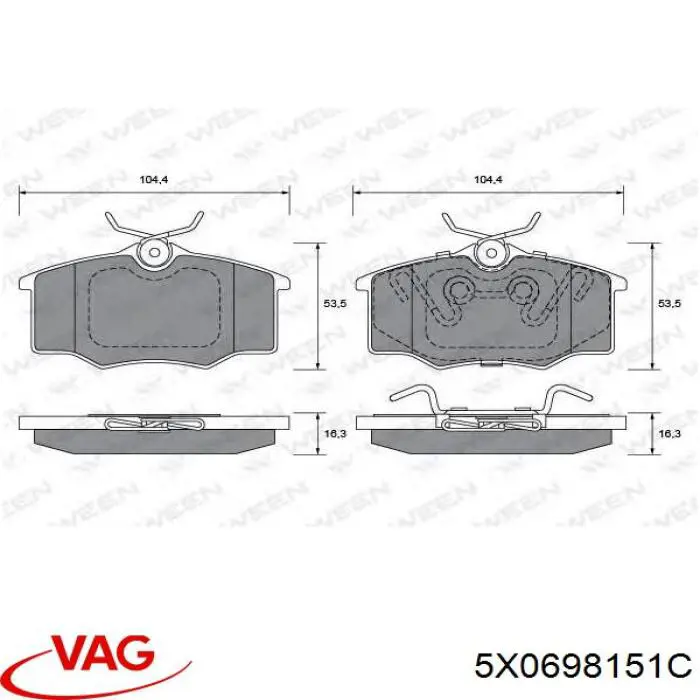 Передні тормозні колодки 5X0698151C VAG