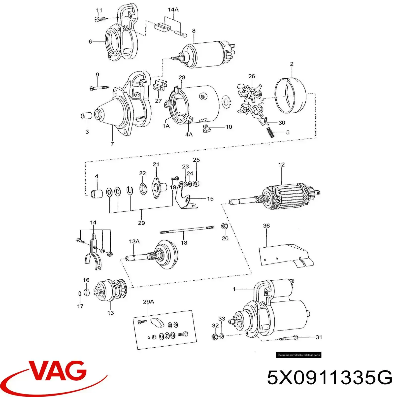 5X0911335G VAG Привід стартера бендикс