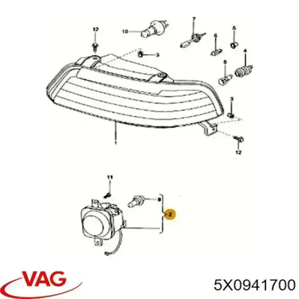 Туманка права VAG 5X0941700 ціна, від 86.12 USD