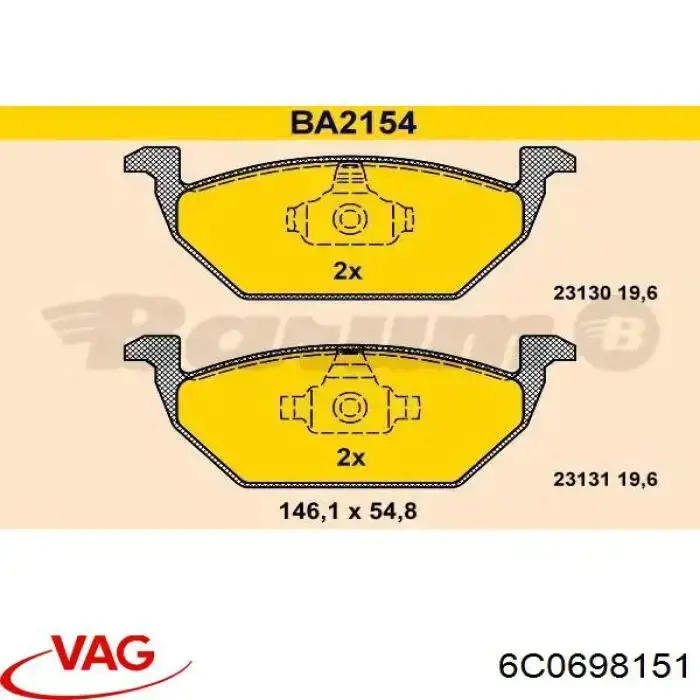 6C0698151 VAG колодки гальмівні передні, дискові