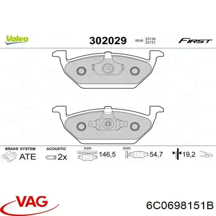Тормозні колодки VAG 6C0698151B