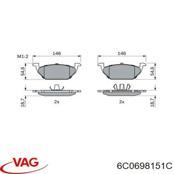 6C0698151C VAG Передні гальмівні колодки