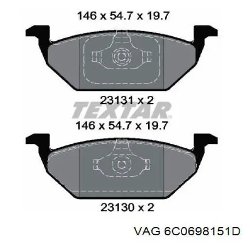 6C0698151D VAG колодки гальмівні передні, дискові