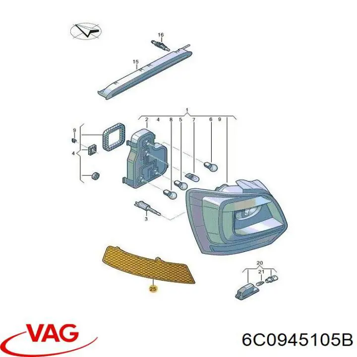 Катафот (відбивач) заднього бампера VAG 6C0945105 ціна, від 7.22 USD