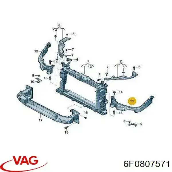 6F0807571 VAG Кріплення фари передньої, лівої