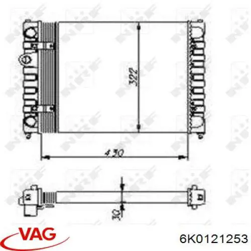 Радіатор основний VAG 6K0121253 ціна, від 43.81 USD