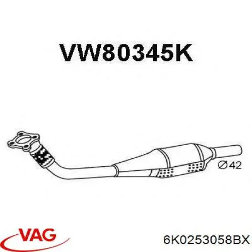 Конвертор-каталізатор (каталітичний нейтралізатор) VAG 6K0253058BX ціна, від 237.53 USD