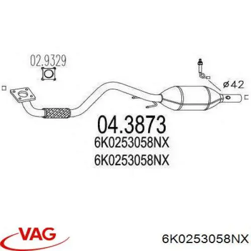 Каталізатор 6K0253058NX VAG