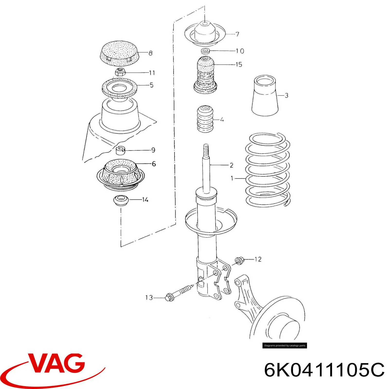 Пружина передня VAG 6K0411105C ціна, від 25.73 USD