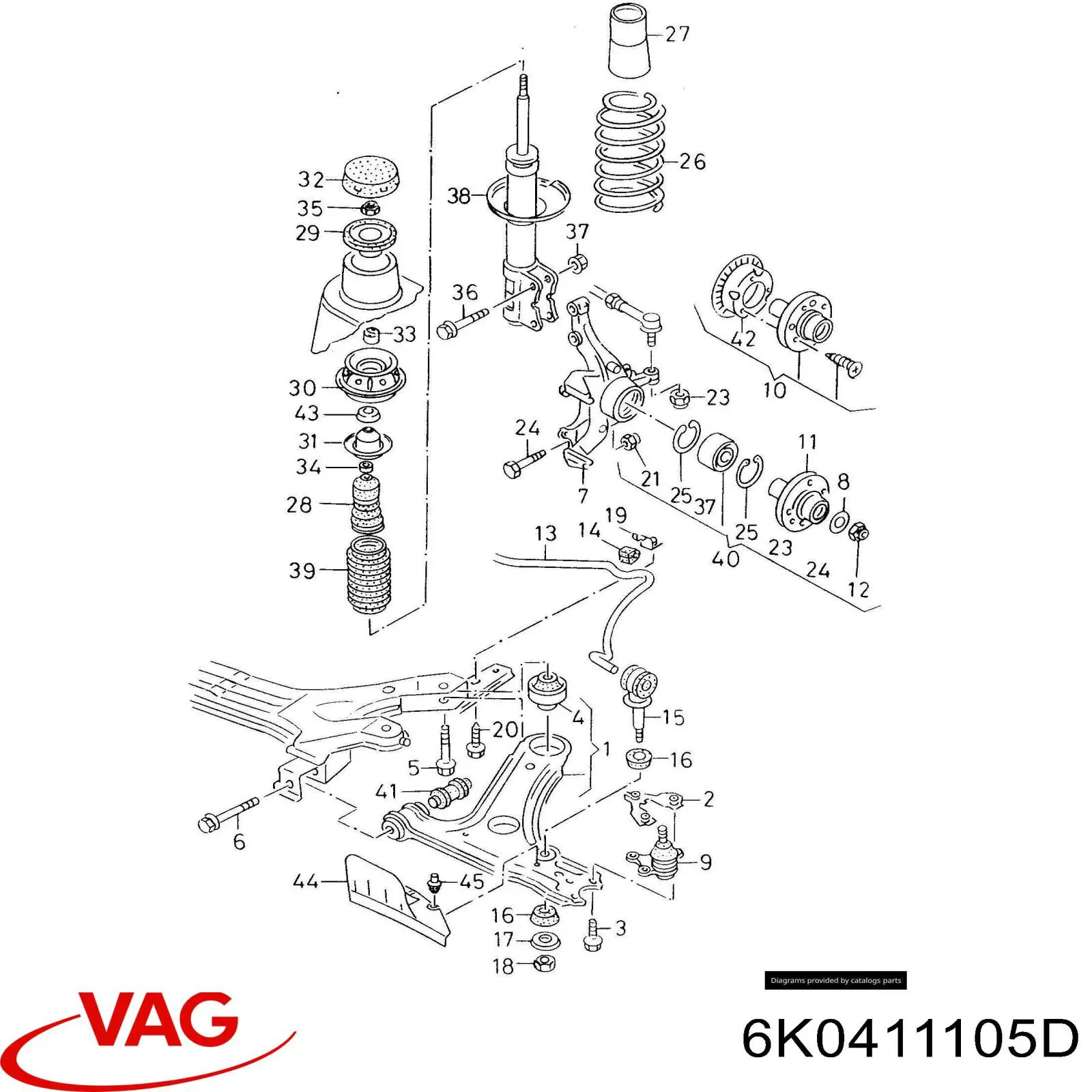 Пружина передня 6K0411105D VAG