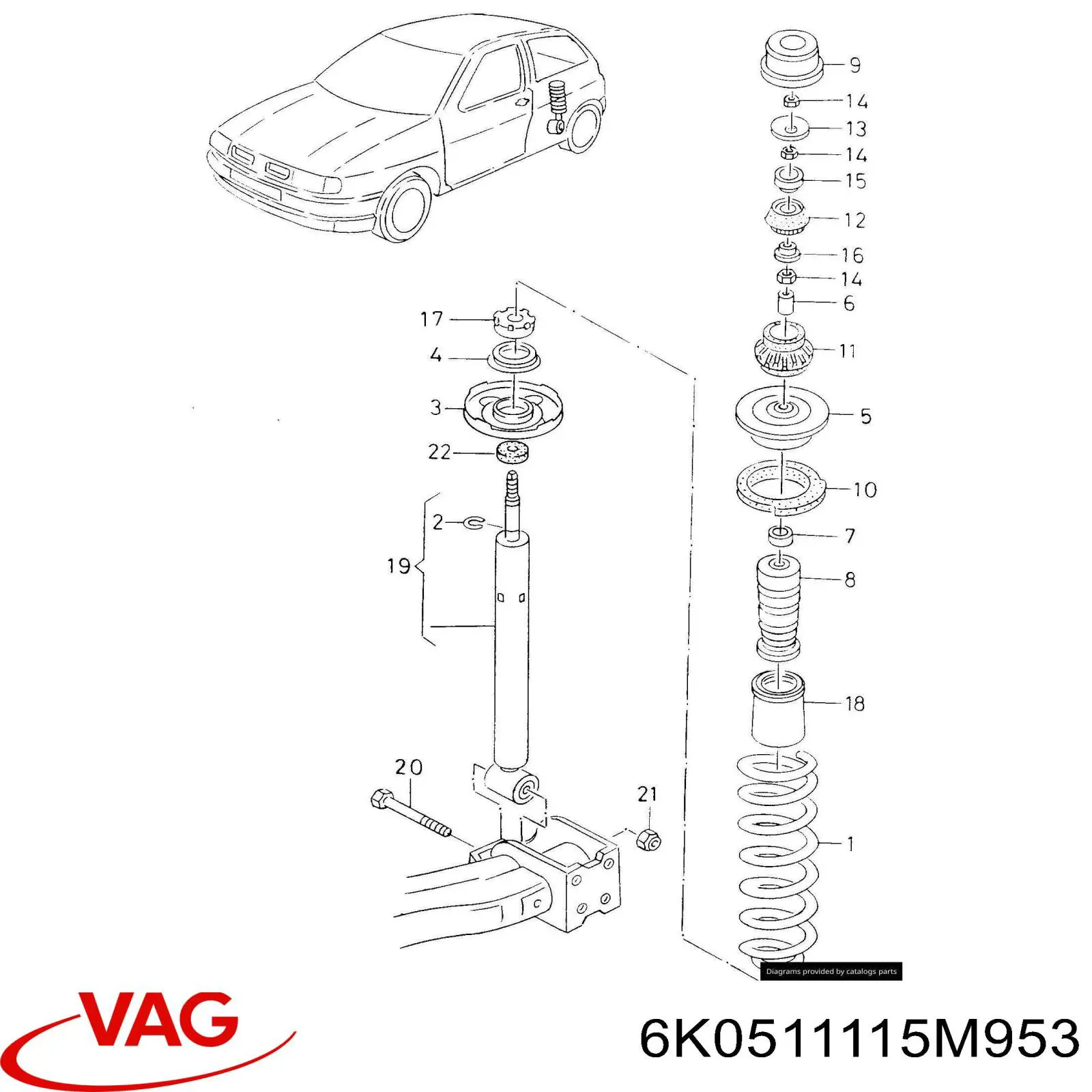 Купити 6K0511115M953 VAG Задні пружини