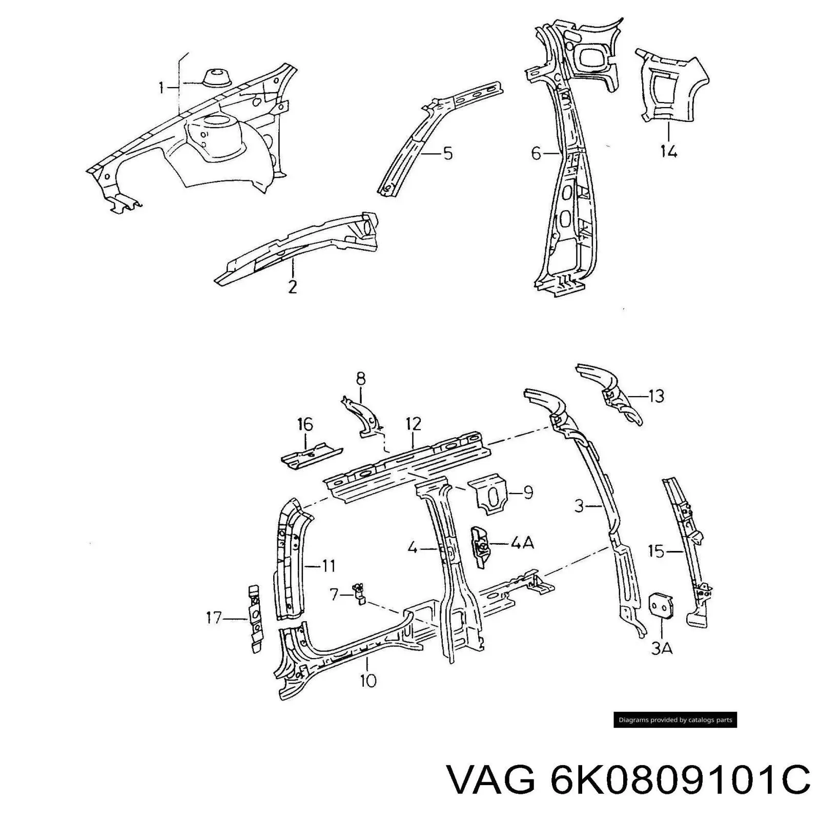 Панель бризковика (лонжерону) моторного відсіку, ліва Volkswagen Caddy 2 (9U7) (Фольцваген Кадді)