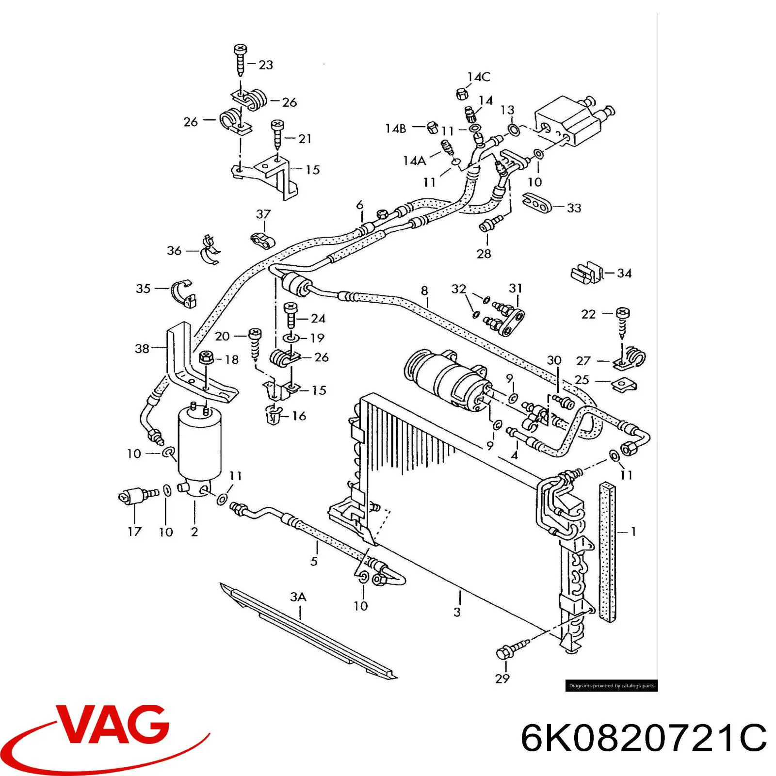 6K0820721C VAG Шланг кондиціонера, від компресора до радіатора