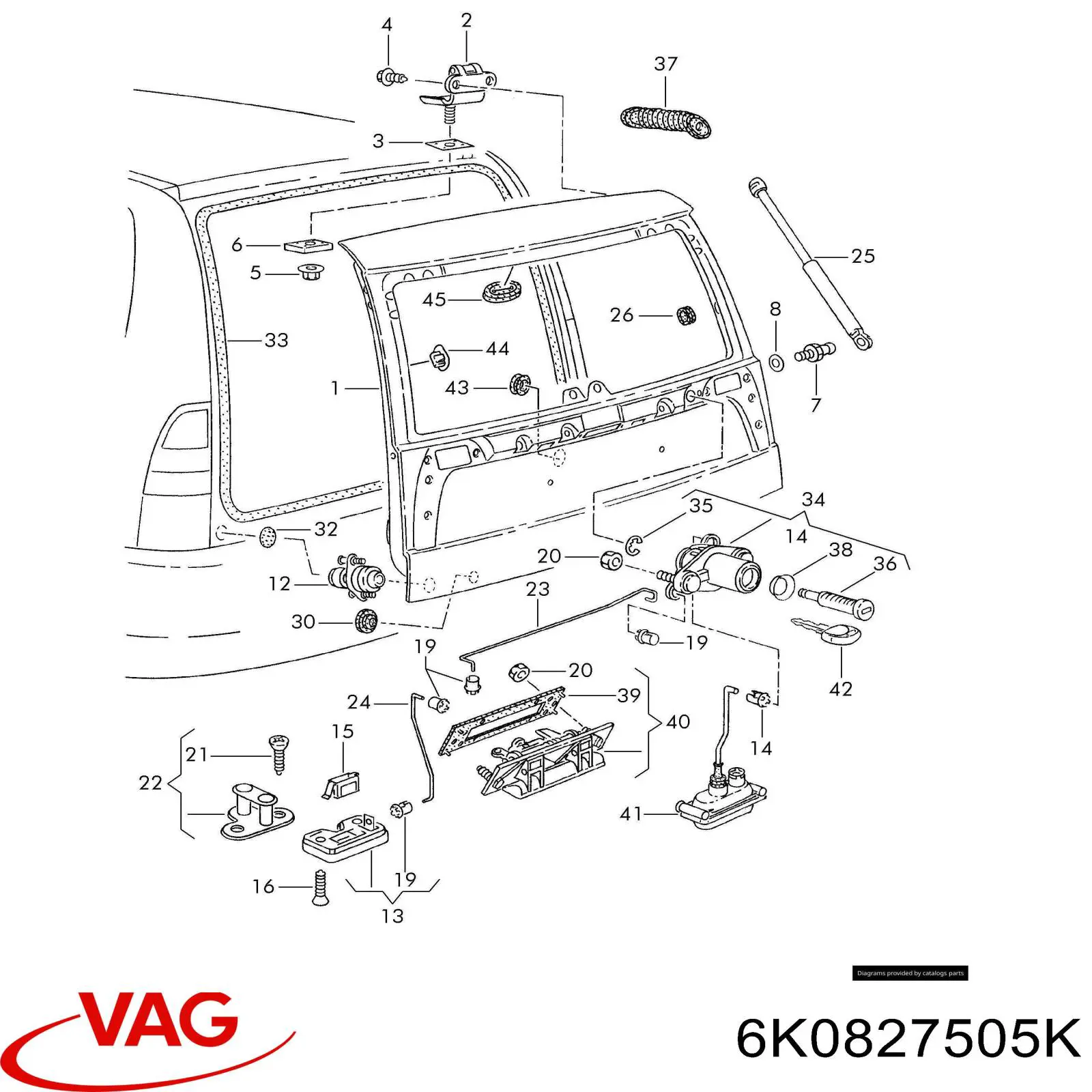 6K0827505K VAG Замок п'ятих дверей