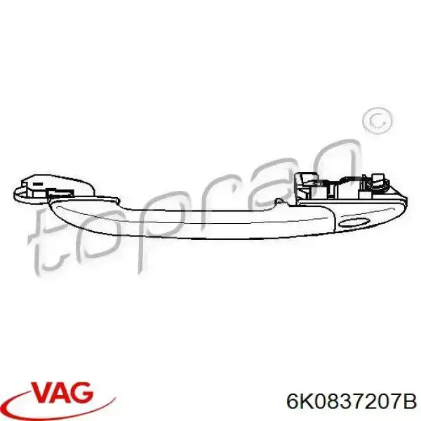 Ручка передньої двері зовнішня ліва VAG 6K0837207B ціна, від 36.28 USD