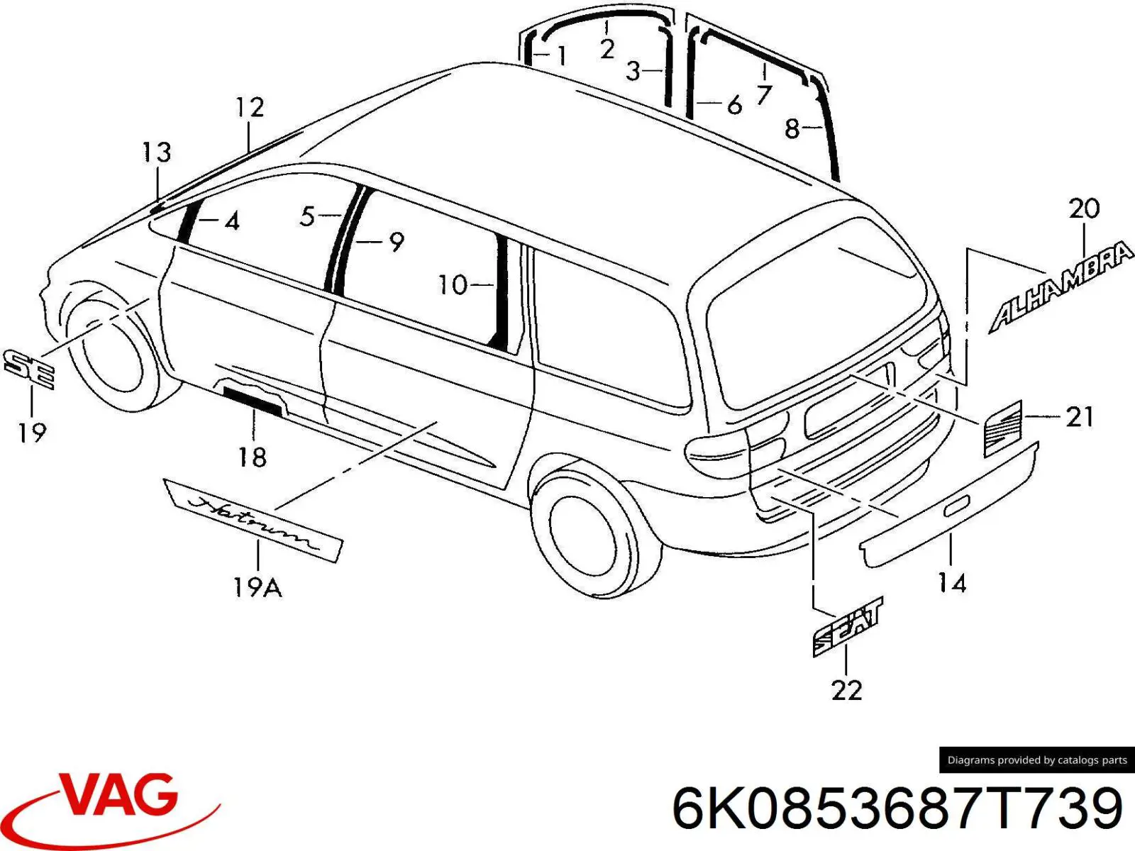 Емблема на кришку багажника, фірм.значок Seat Ibiza III хетчбек (6L1) (2002 - 2009) ціна, від 22.68 USD