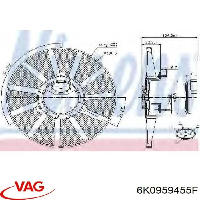 Вентилятор радіатора VAG 6K0959455F ціна, від 48.47 USD