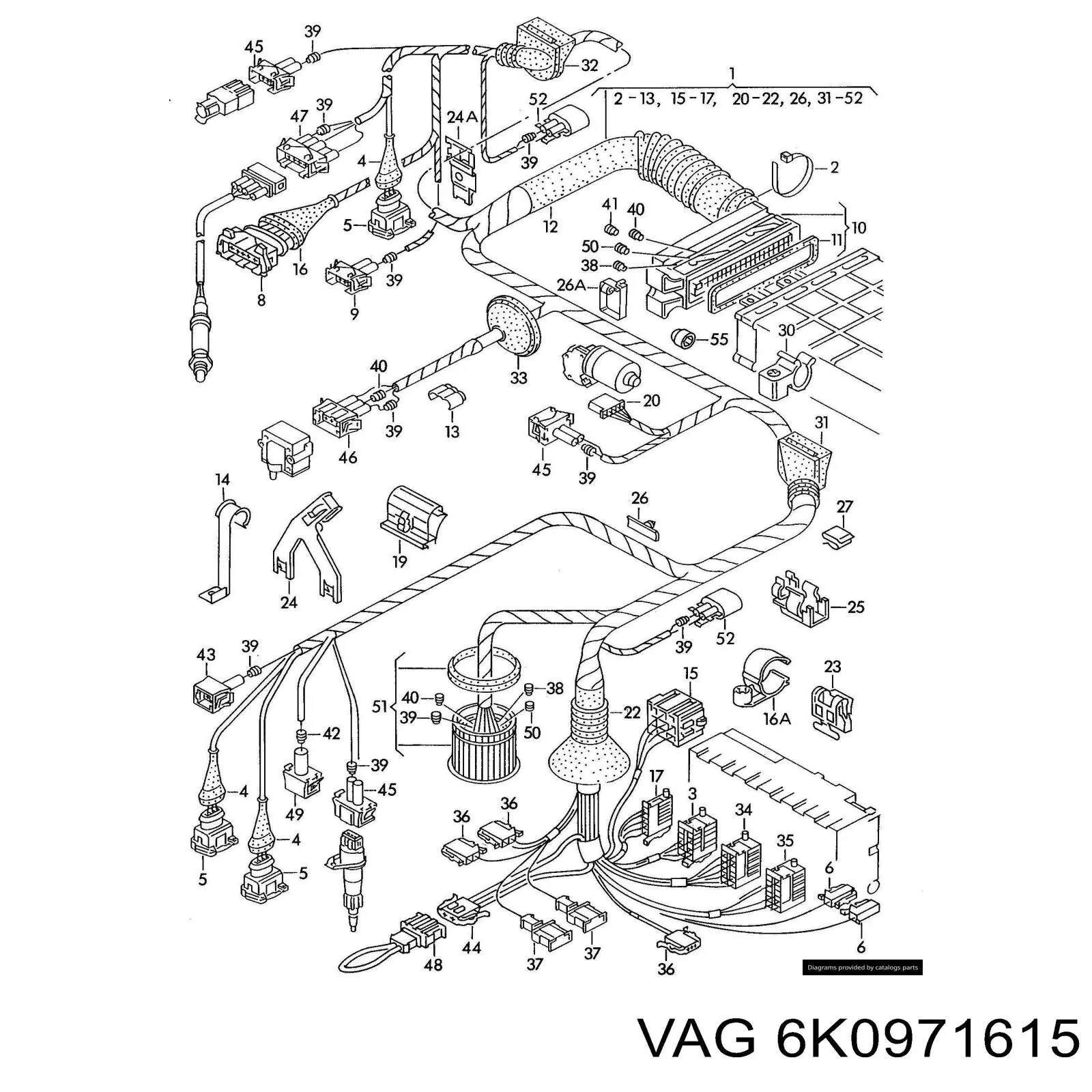 Джгут проводів моторного відсіку VAG 6K0971615 ціна, від 1.36 USD