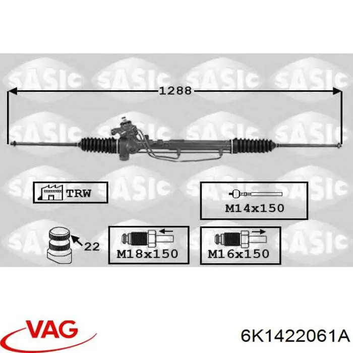 Купити 6K1422061A VAG Рульова рейка
