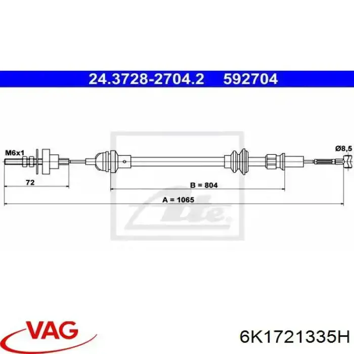 Трос зчеплення VAG 6K1721335H ціна, від 8.00 USD