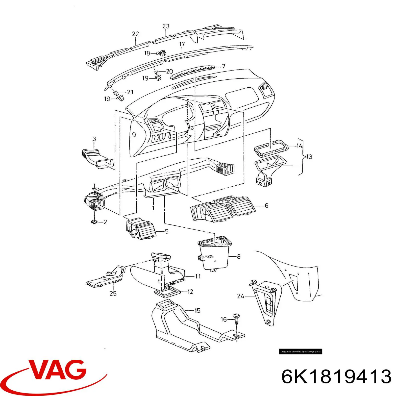 Водостік лобового скла, жабо VAG 6K1819413 ціна, від 20.83 USD