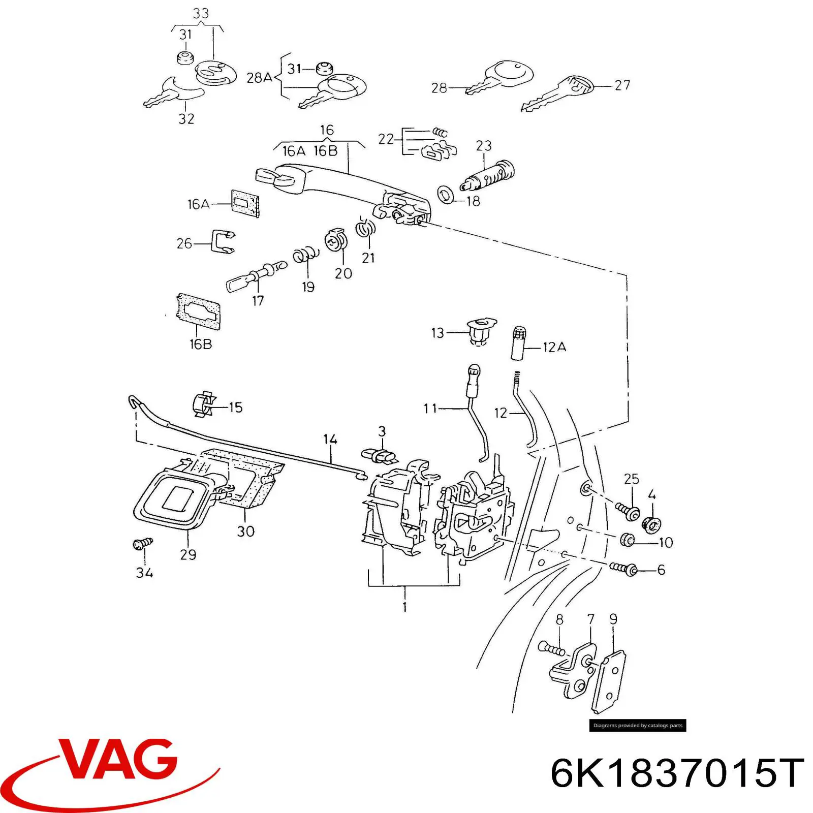 6K1837015T VAG Замок водійських дверей