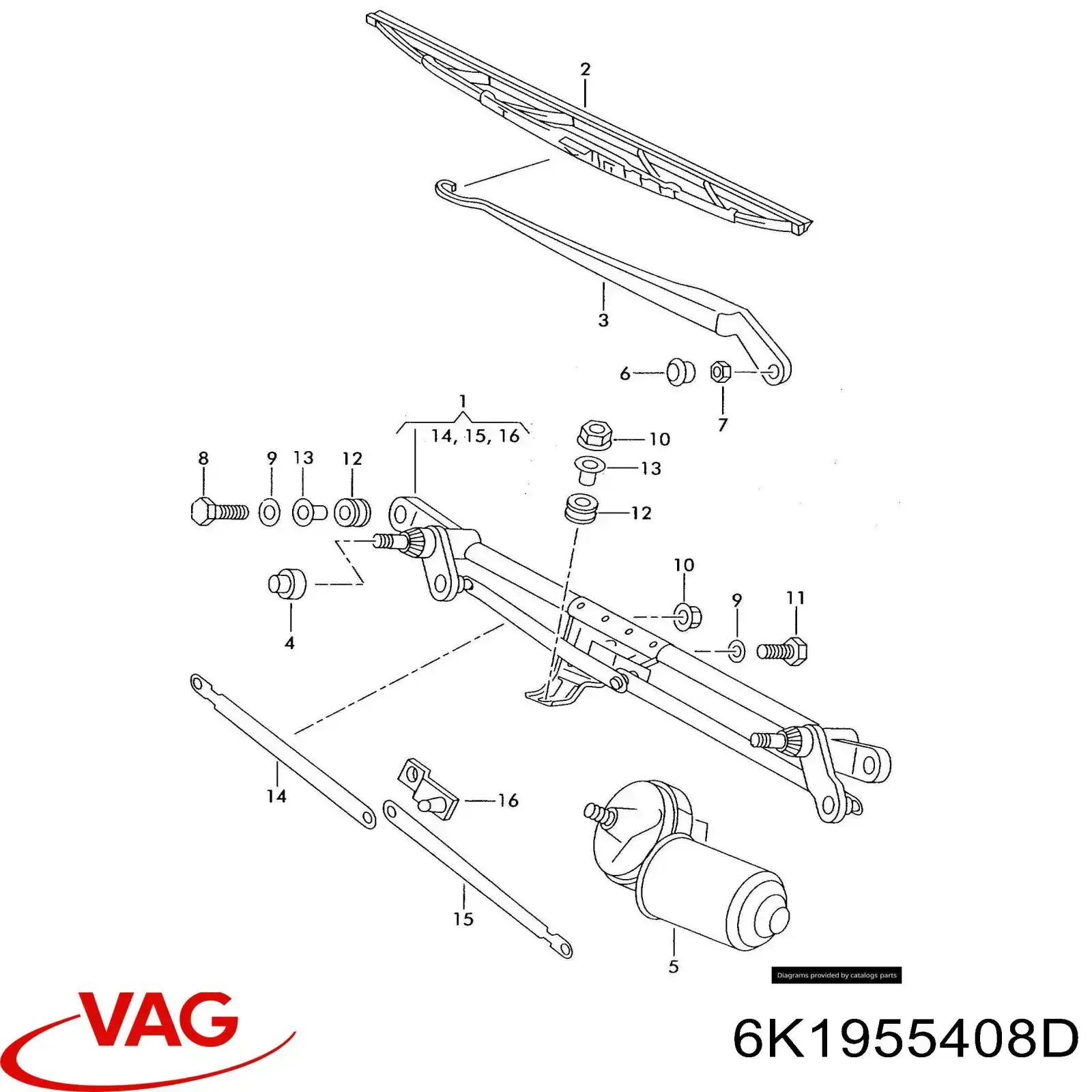Важіль склоочисника 6K1955408D VAG