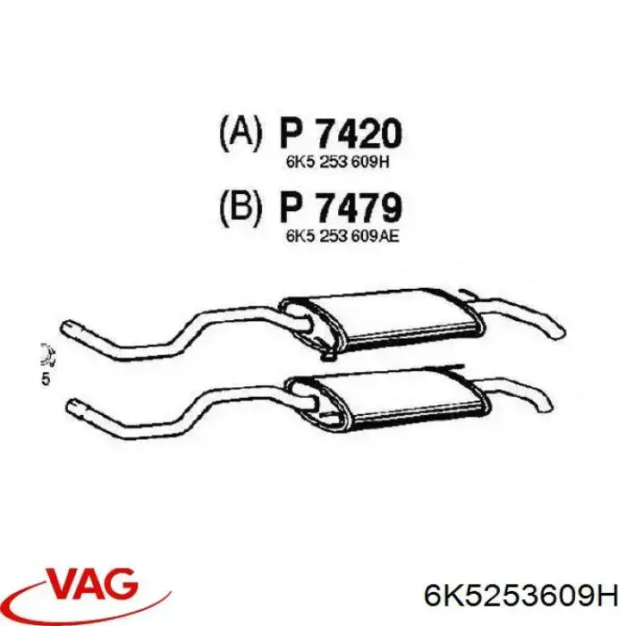 Глушник, задня частина 6K5253609H VAG