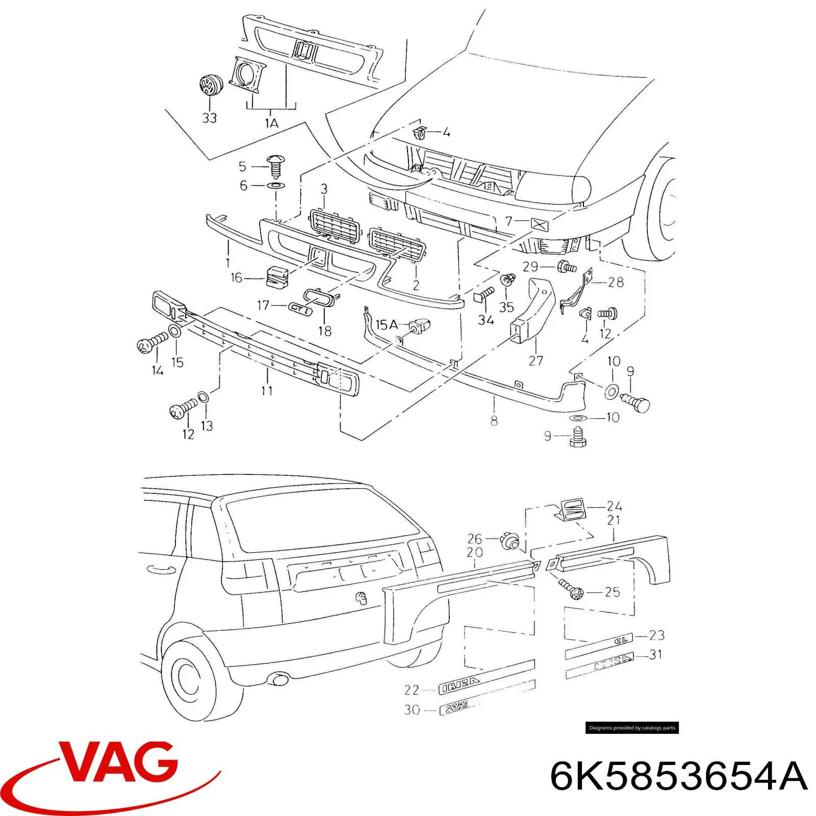 Решітка радіатора права VAG 6K5853654A ціна, від 39.76 USD