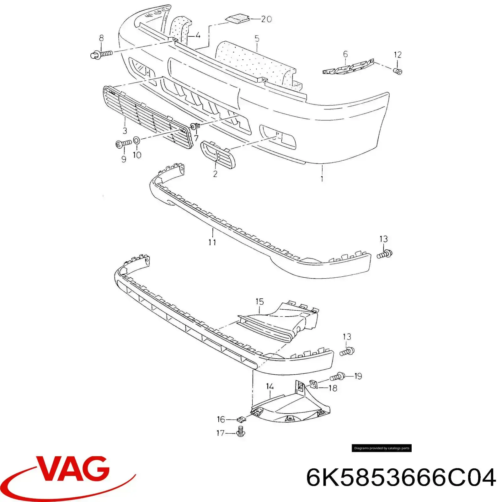 Заглушка протитуманки передньої правої VAG 6K5853666C04 ціна, від 6.18 USD