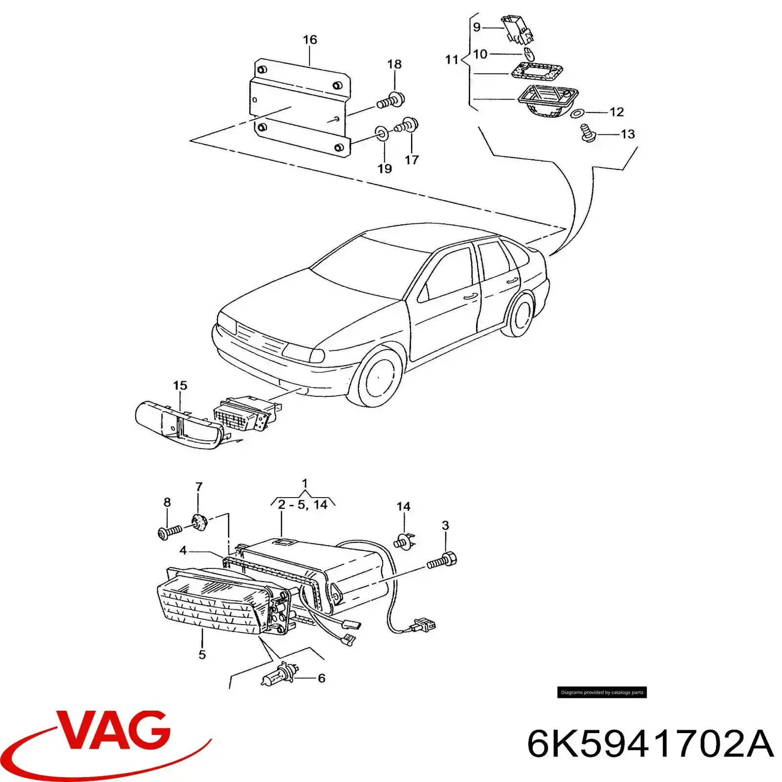 Права протитуманні фари VAG 6K5941702A ціна, від 179.33 USD