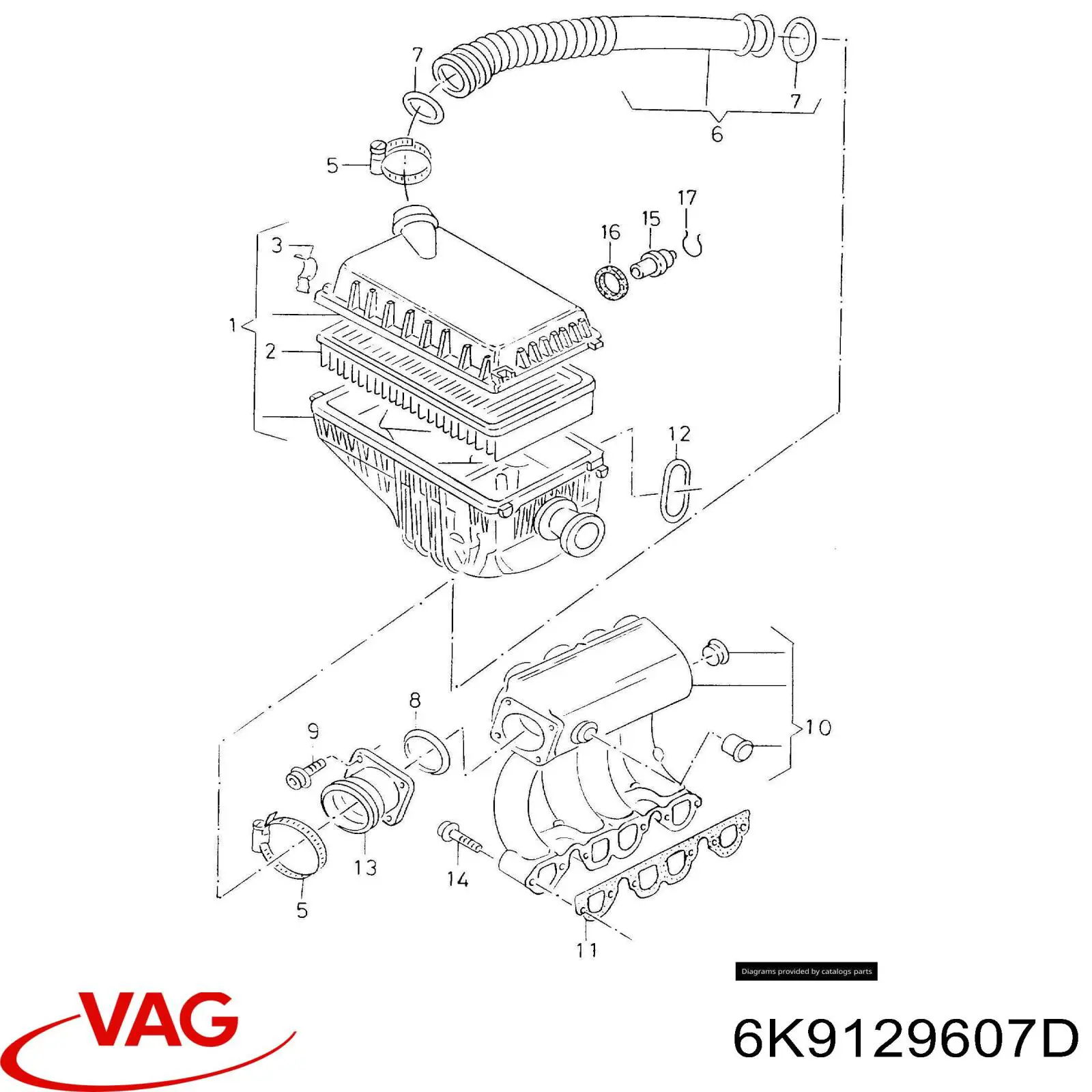 Корпус повітряного фільтра VAG 6K9129607D ціна, від 25.84 USD