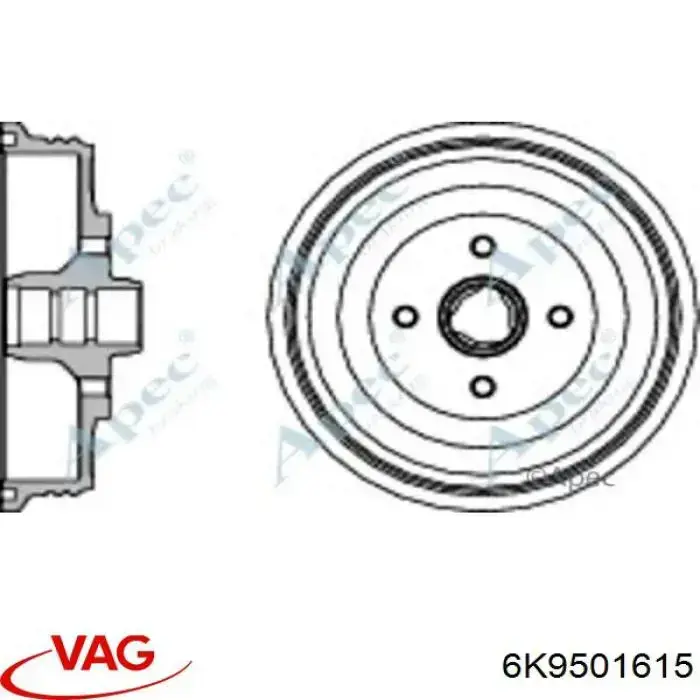 Барабан гальмівний задній VAG 6K9501615 ціна, від 64.44 USD
