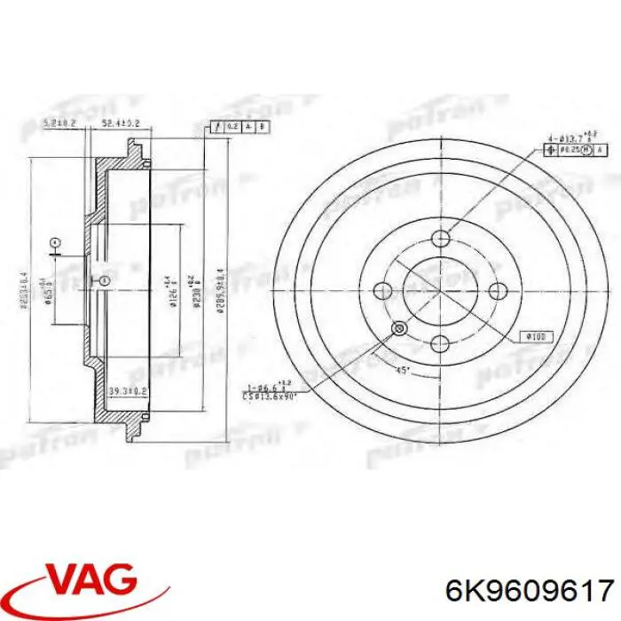 Купити 6K9609617 VAG Барабан гальмівний задній