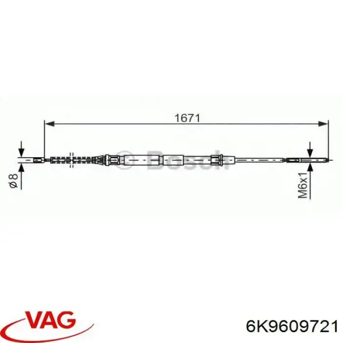 Трос ручного гальма задній, правий/лівий VAG 6K9609721 ціна, від 8.23 USD
