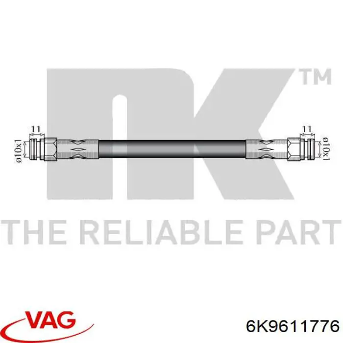 Шланг гальмівний задній 6K9611776 VAG