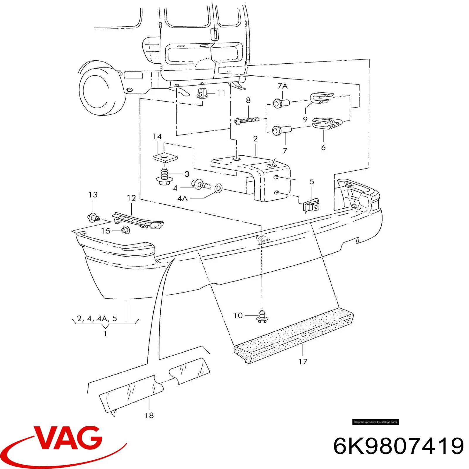 Кожух бампера заднього Seat Inca фургон (6K9) (1995 - 2003) ціна, від 510.22 USD