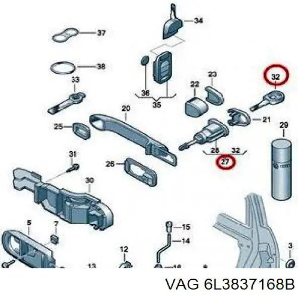 6730Z12 Polcar Замок двері правої передньої