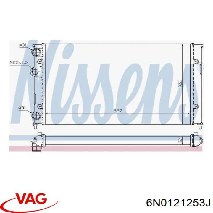 6N0121253J VAG Радіатор охолодження двигуна