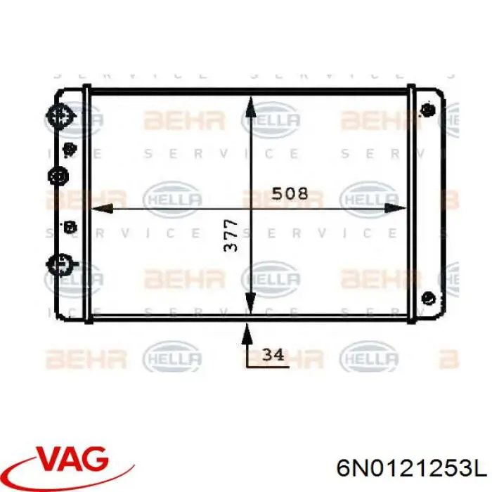 Радіатор основний VAG 6N0121253L ціна, від 44.47 USD