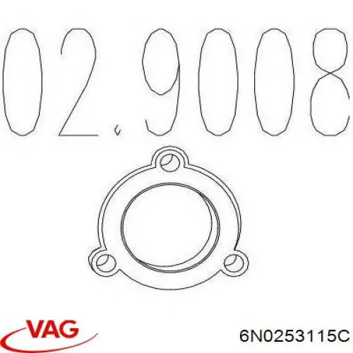 Прокладка прийомної труби глушника VAG 6N0253115C ціна, від 1.95 USD