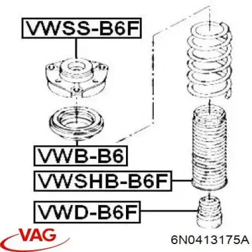 Пильник амортизатора переднього VAG 6N0413175A ціна, від 3.48 USD