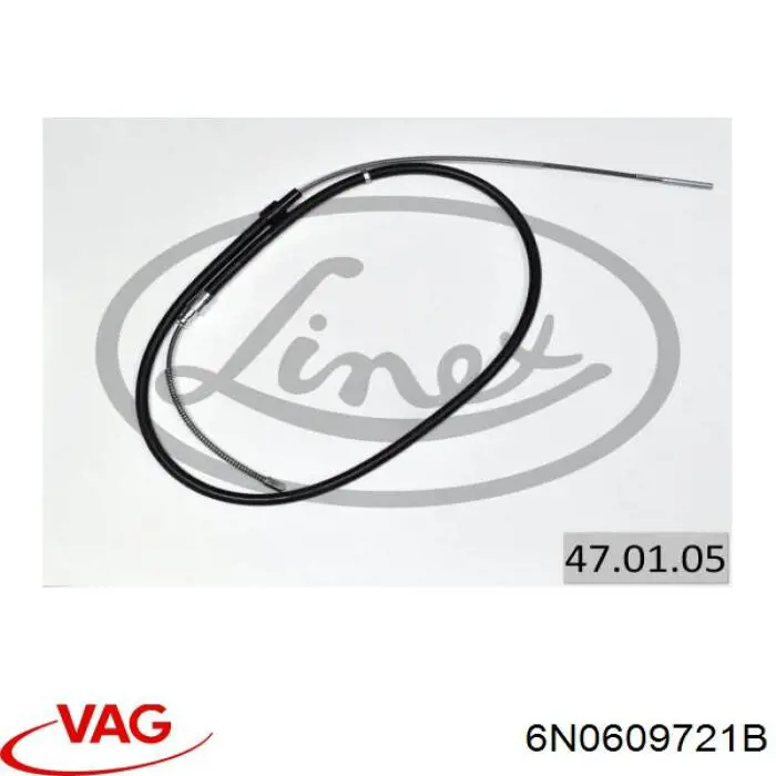 Купити 6N0609721B VAG Трос ручного гальма задній, правий/лівий
