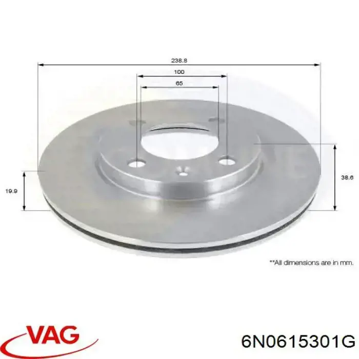 Диск переднього гальма VAG 6N0615301G ціна, від 17.76 USD