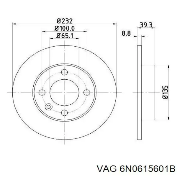 Купити 6N0615601B VAG Диск заднього гальма