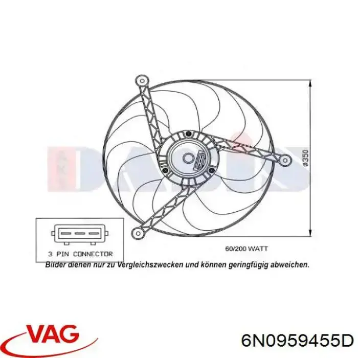 Вентилятор охолодження VAG 6N0959455D