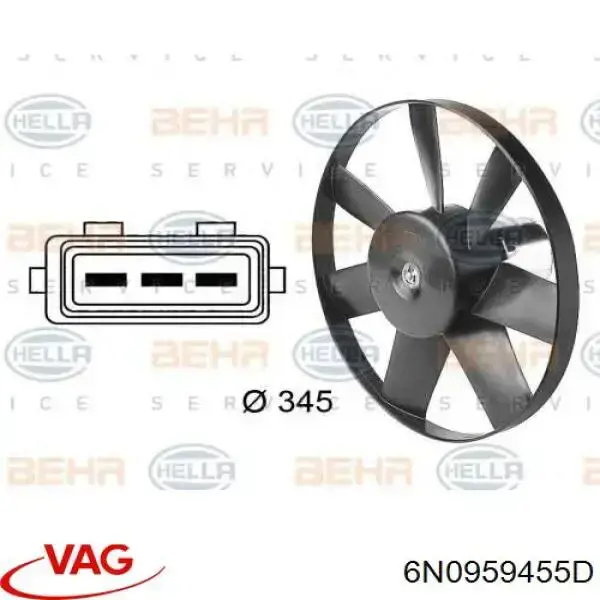 Вентилятор радіатора VAG 6N0959455D ціна, від 28.35 USD