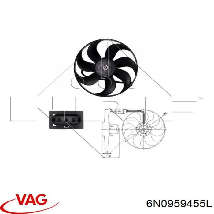 Купити 6N0959455L VAG Електровентилятор охолодження в зборі (двигун + крильчатка)